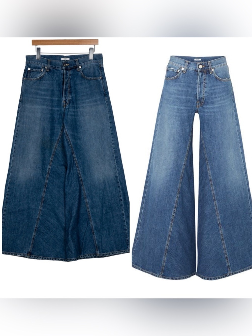 Ganni Ultra Wide Paneled Leg Flare Jeans — Blue